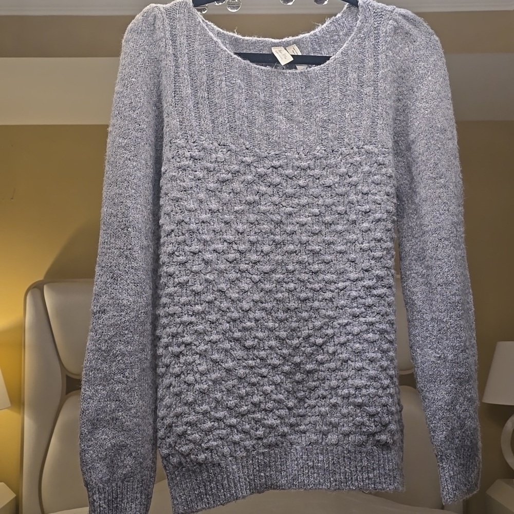 Anthropologie Meadow Rue Textured Gray Sweater